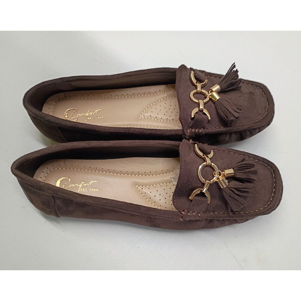 Comfort Est 1946 Shoes Slip On Loafers Women's Sz 10M Brown Tassels Rubber Sole